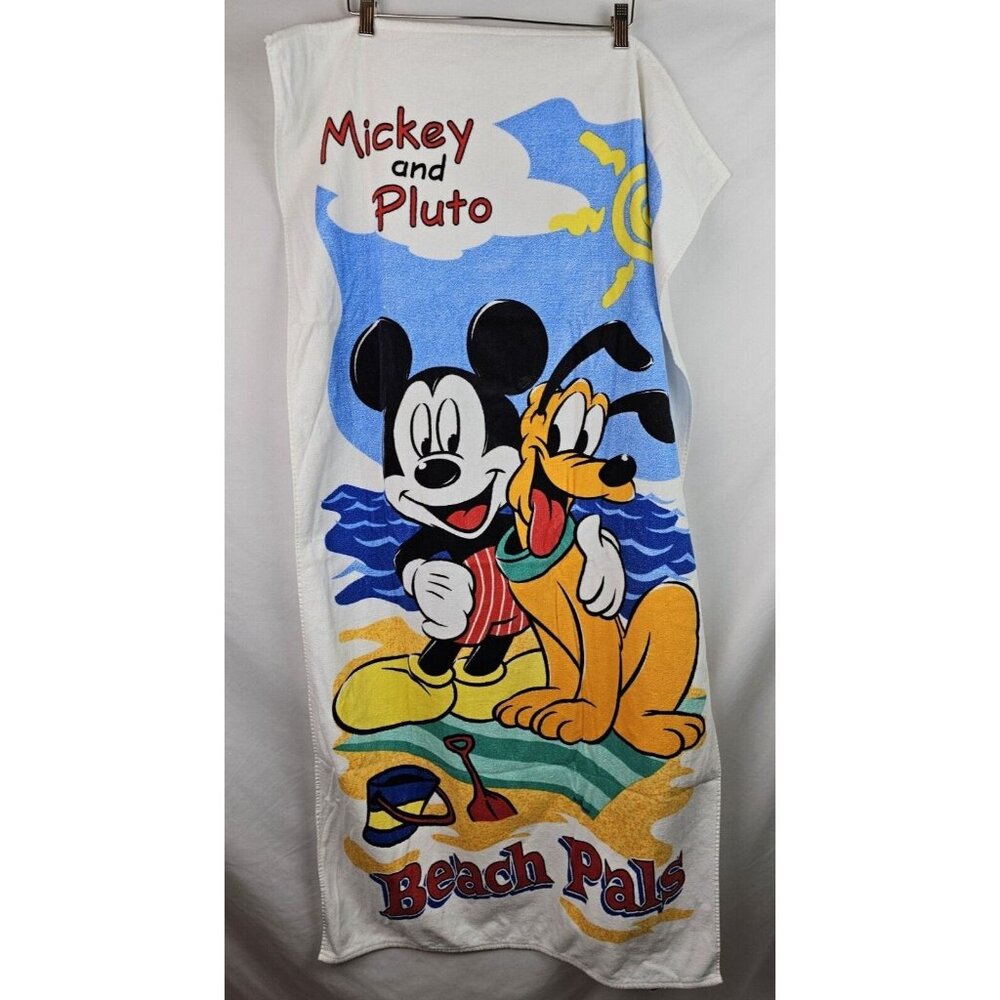 Disney Franco Vintage Beach Towel Mickey & Pluto Beach Pals 50 x 26